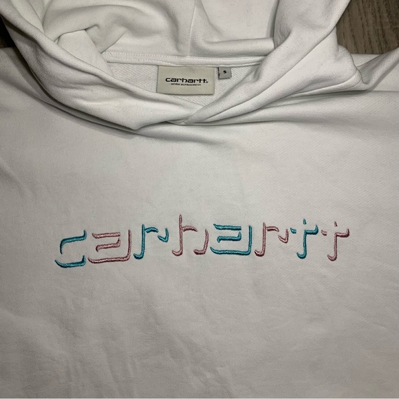 Carhartt WIP Hoodie Womens Size Small Hooded Shadow Script Sweatshirt Deadstock - Picture 5 of 5